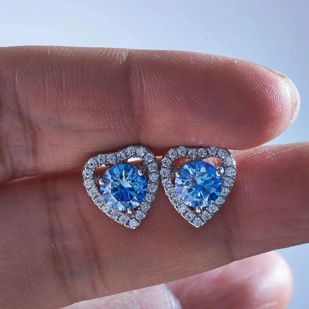 1 Ct 6.5mm Pink Moissanite Heart Stud Earrings