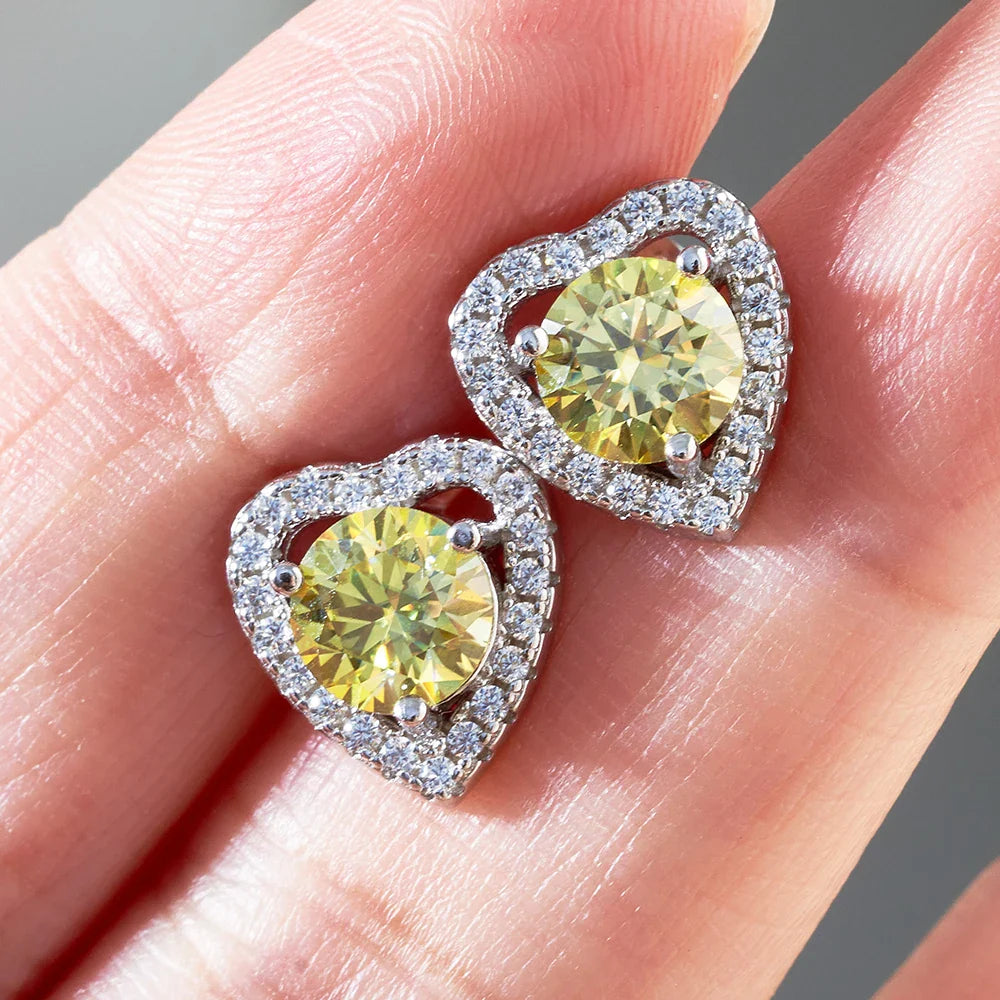 1 Ct 6.5mm Pink Moissanite Heart Stud Earrings