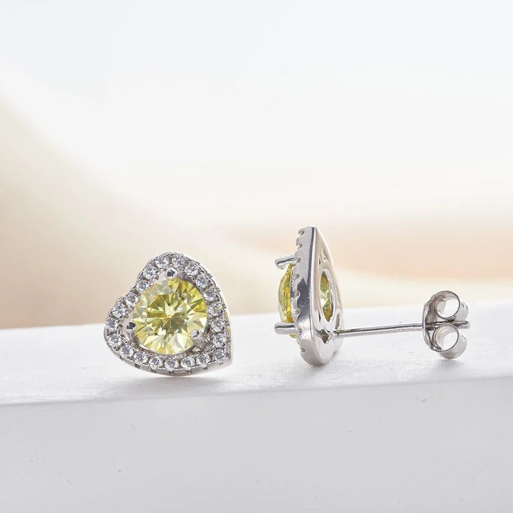 1 Ct 6.5mm Pink Moissanite Heart Stud Earrings