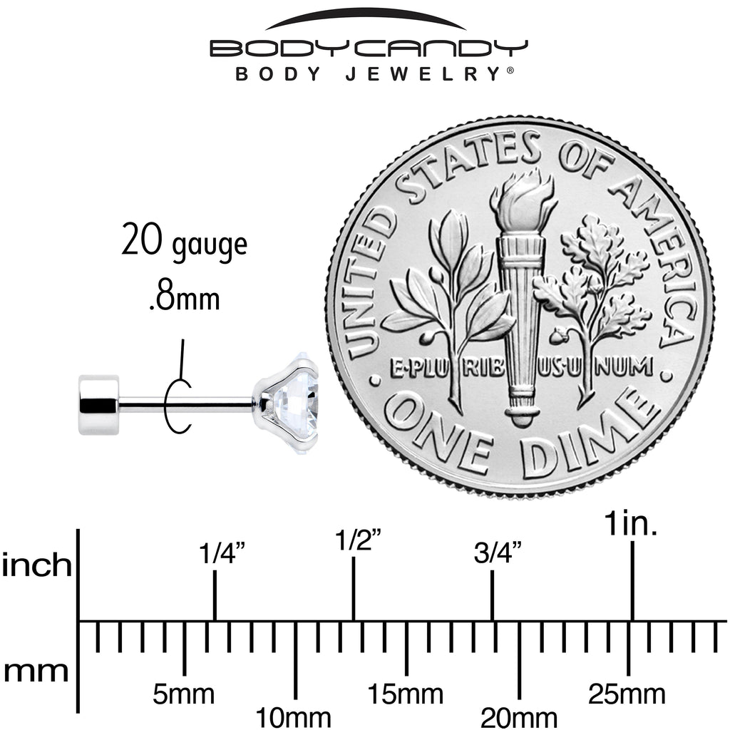 CZ Flat Back Stud Earrings - 3 Pairs