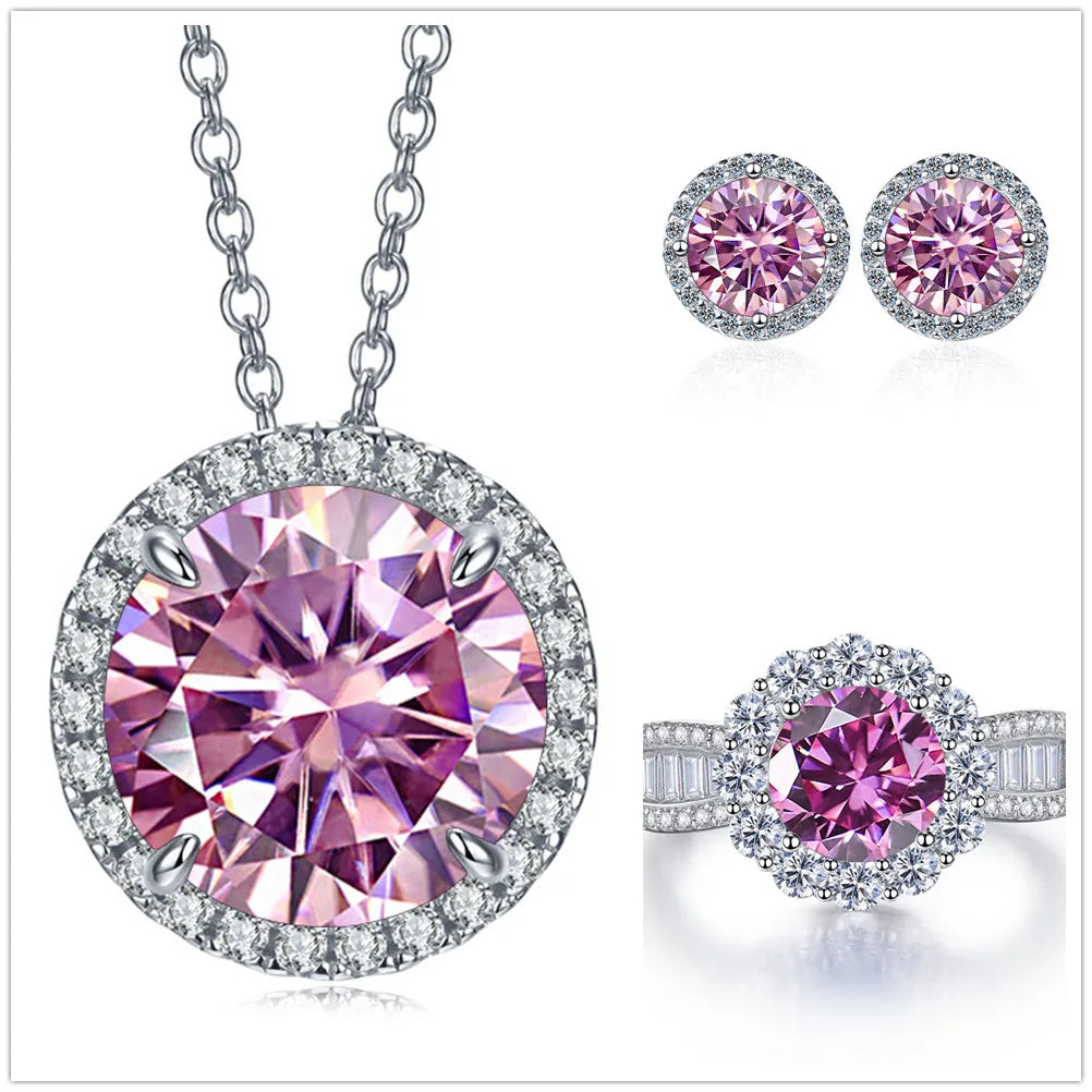 9ct Moissanite 925 Sterling Silver Jewelry Set