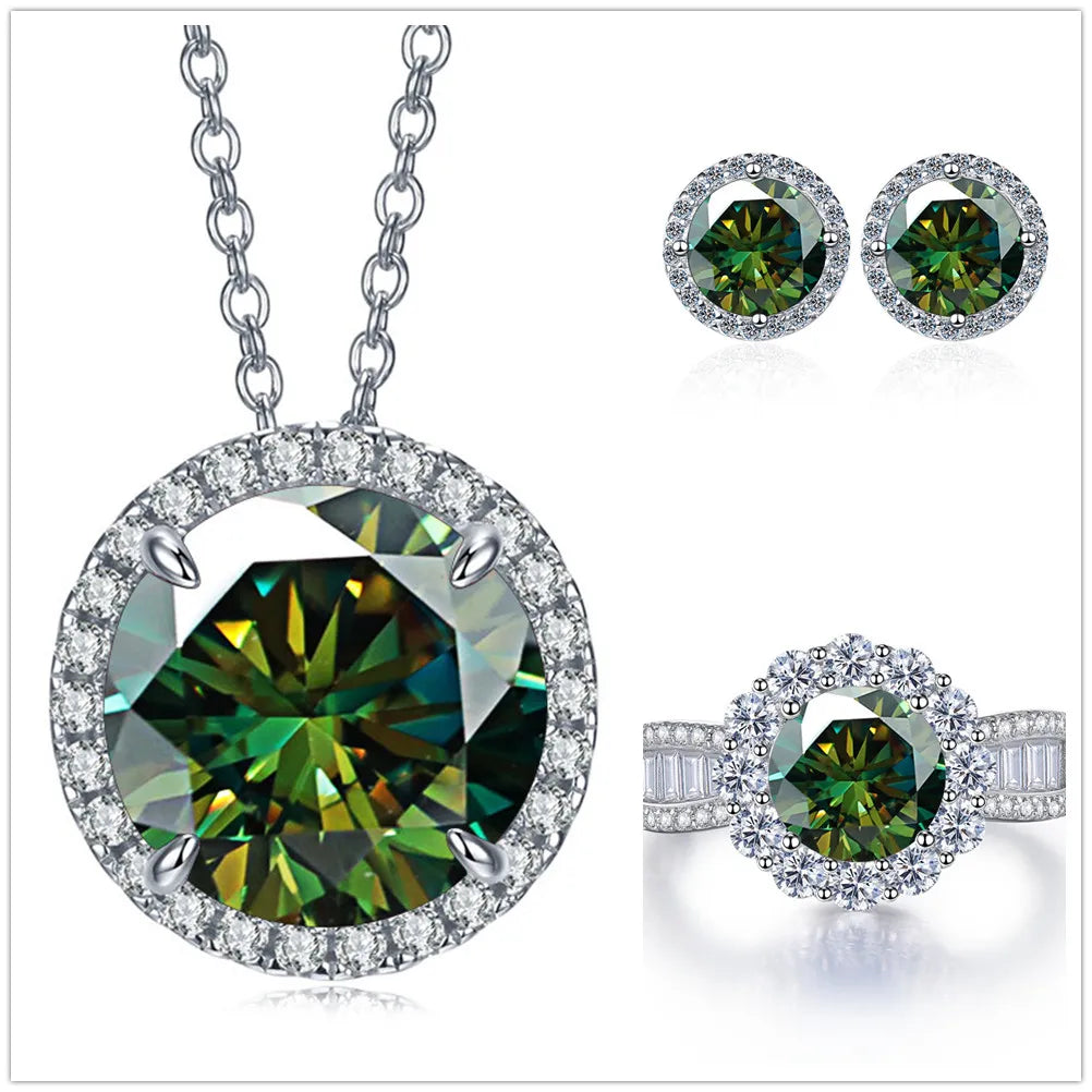 9ct Moissanite 925 Sterling Silver Jewelry Set