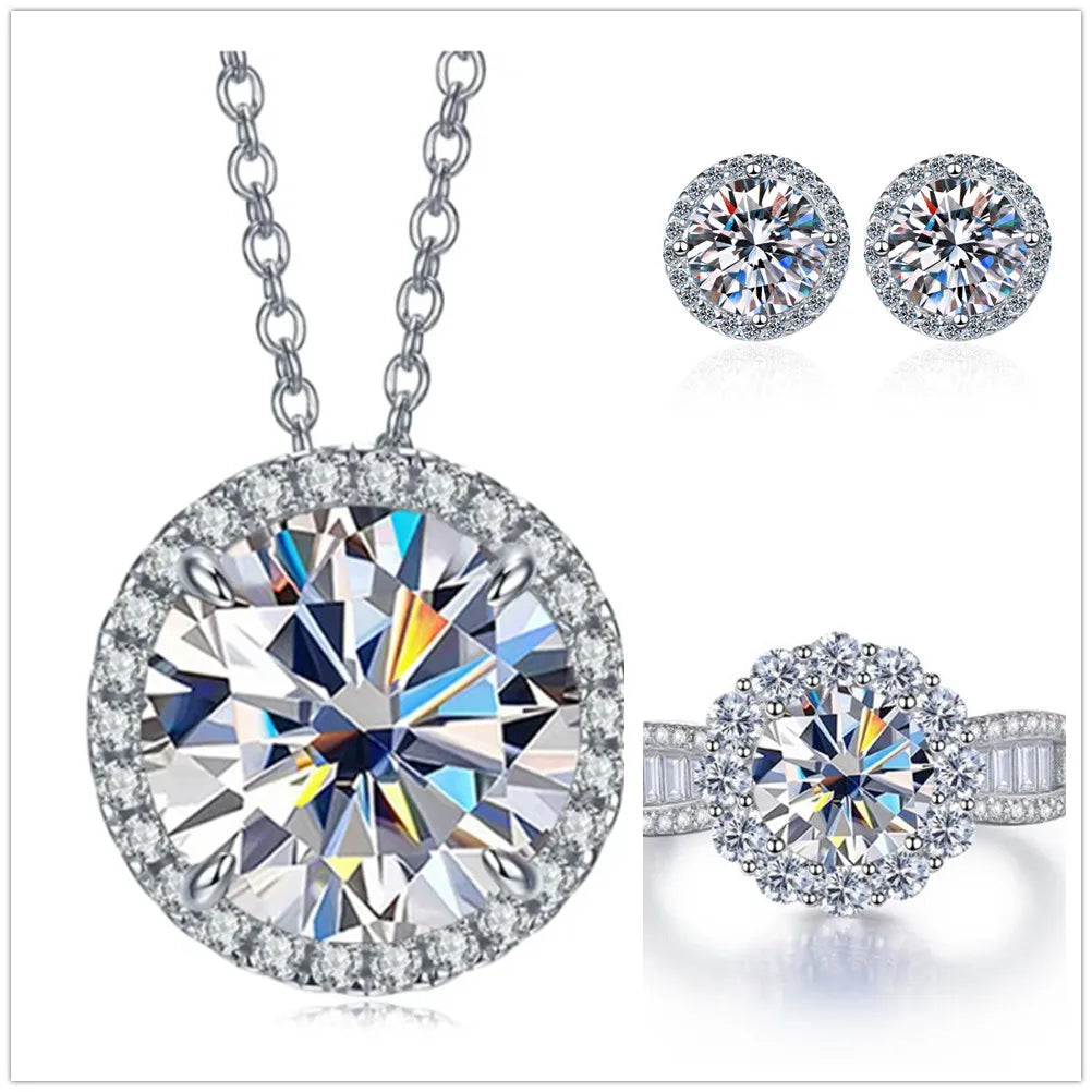 9ct Moissanite 925 Sterling Silver Jewelry Set