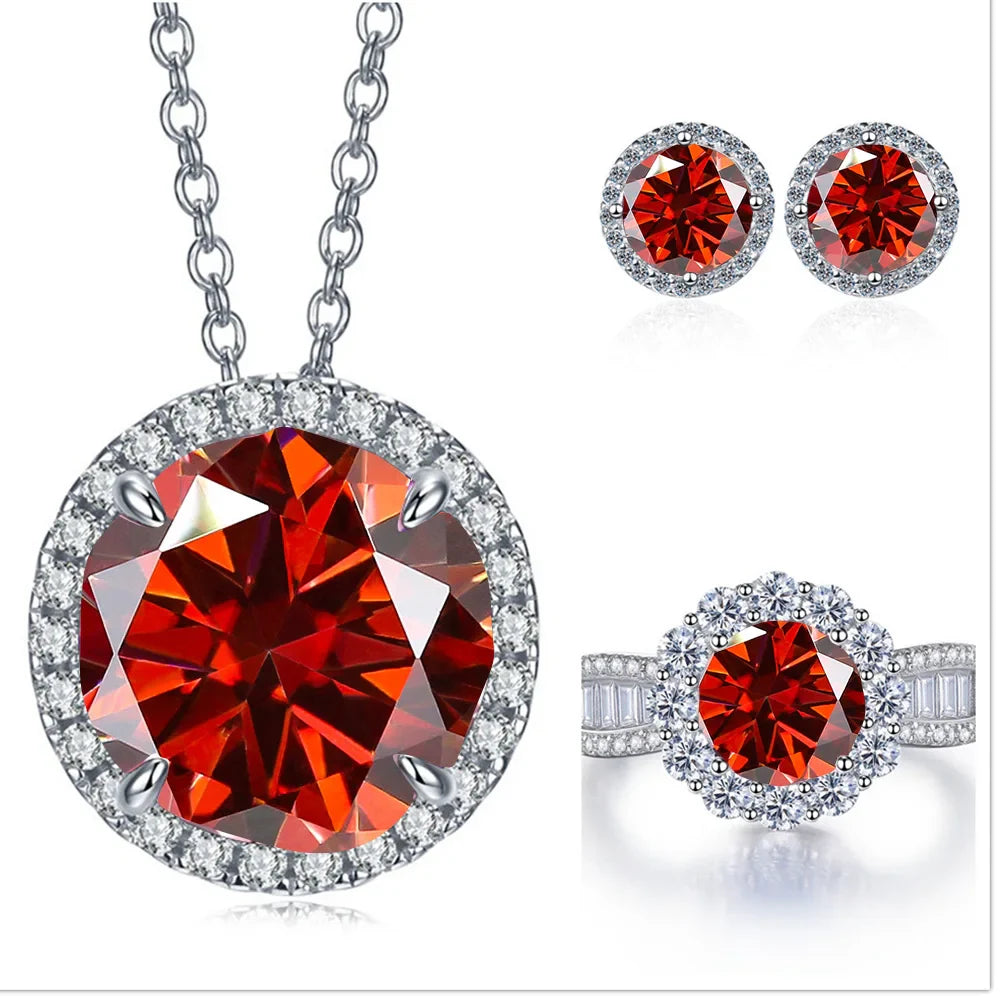 9ct Moissanite 925 Sterling Silver Jewelry Set