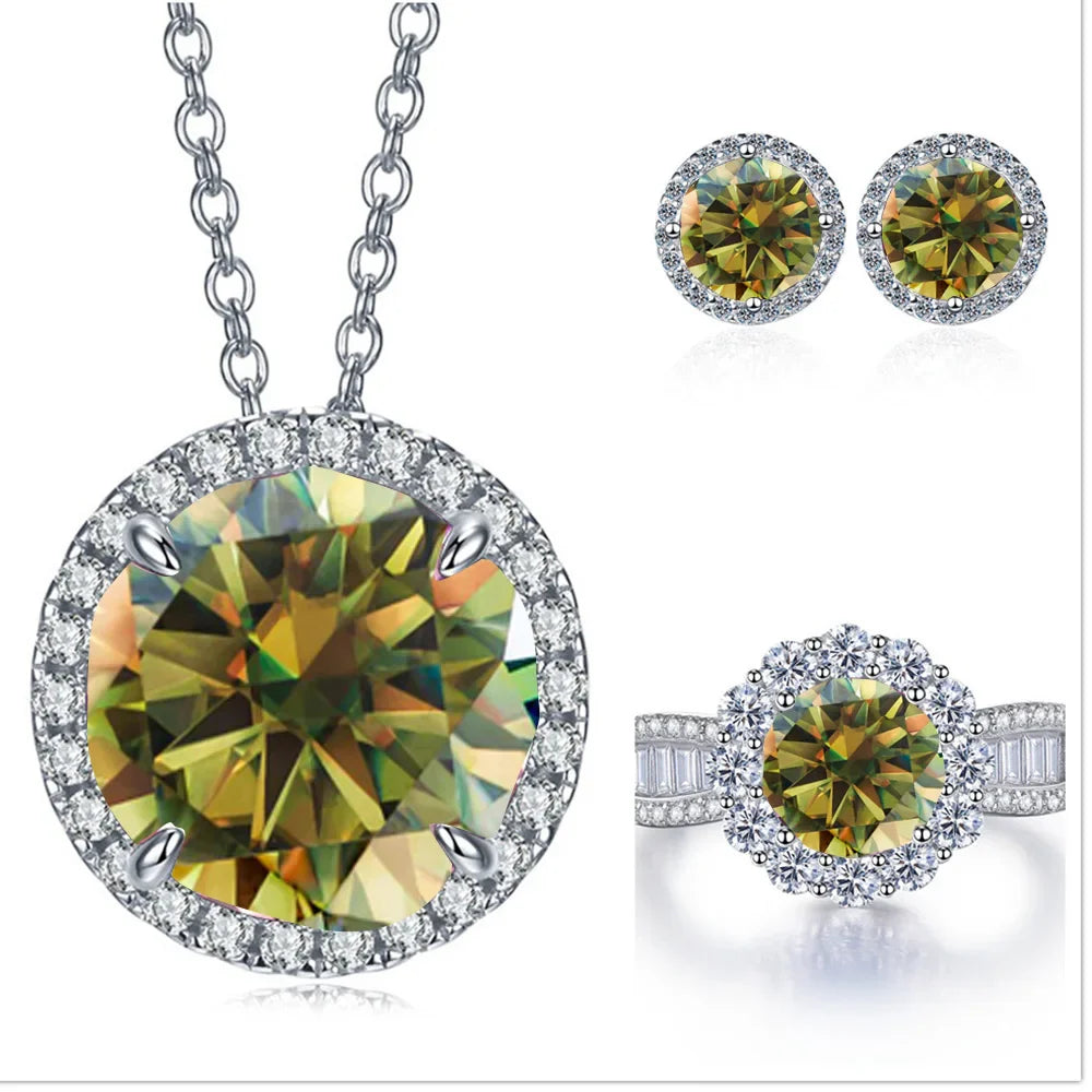 9ct Moissanite 925 Sterling Silver Jewelry Set