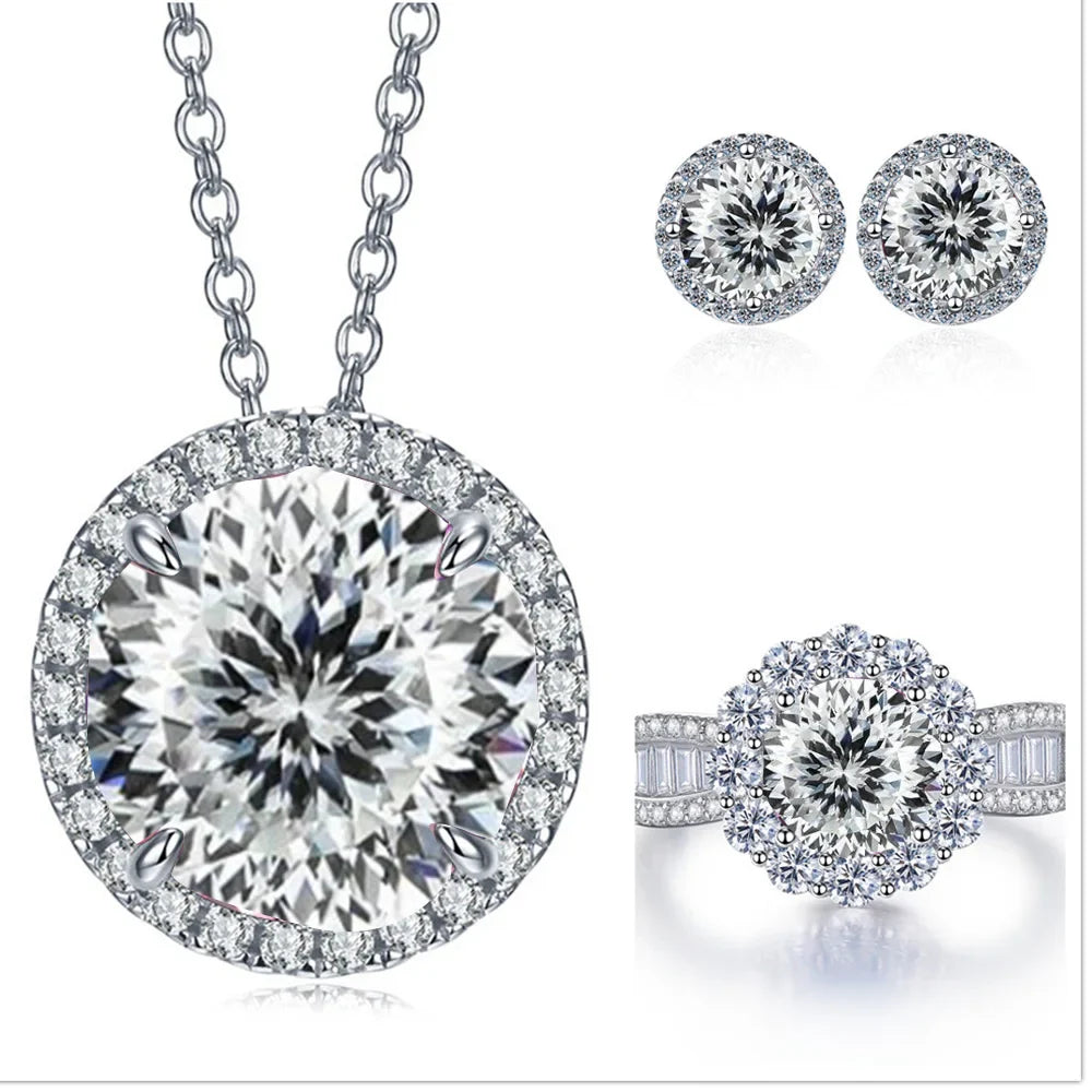 9ct Moissanite 925 Sterling Silver Jewelry Set