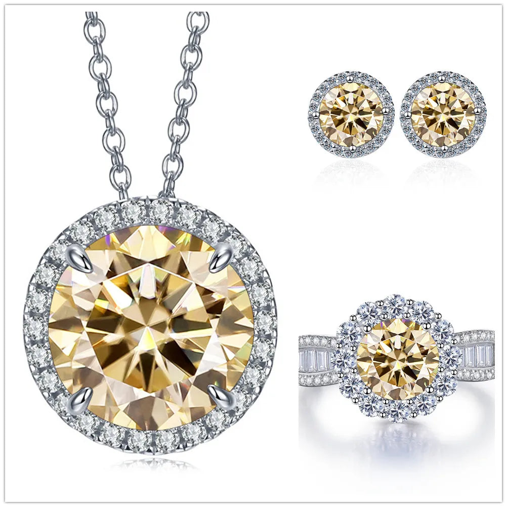 9ct Moissanite 925 Sterling Silver Jewelry Set