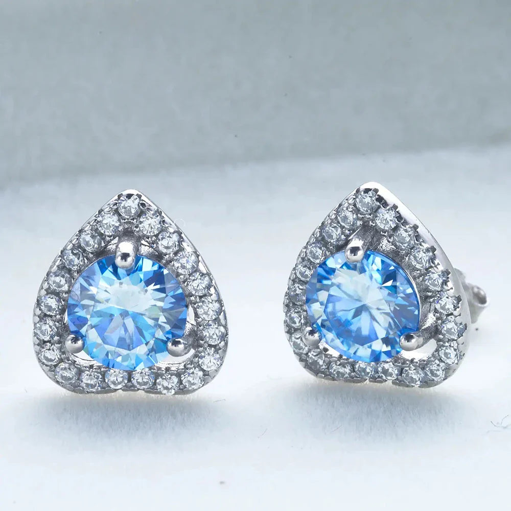 1 Ct 6.5mm Pink Moissanite Heart Stud Earrings