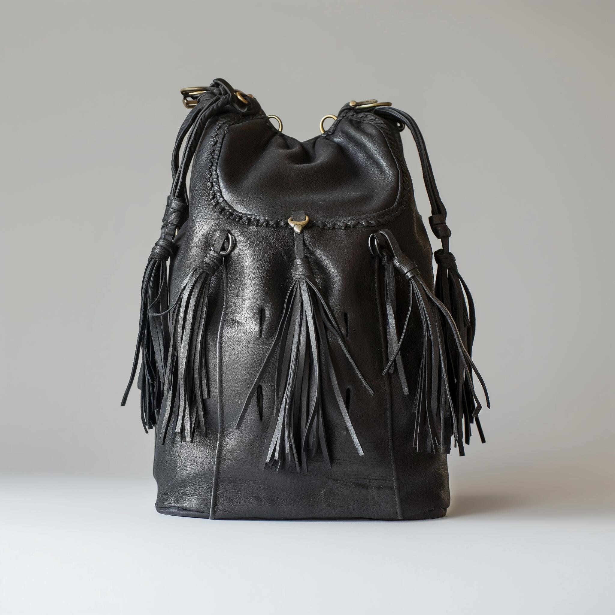 Blak Fringe Handbag