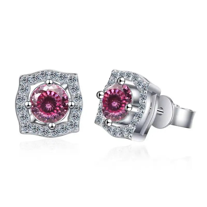 Diamond Sterling Silver Moissanite Earrings