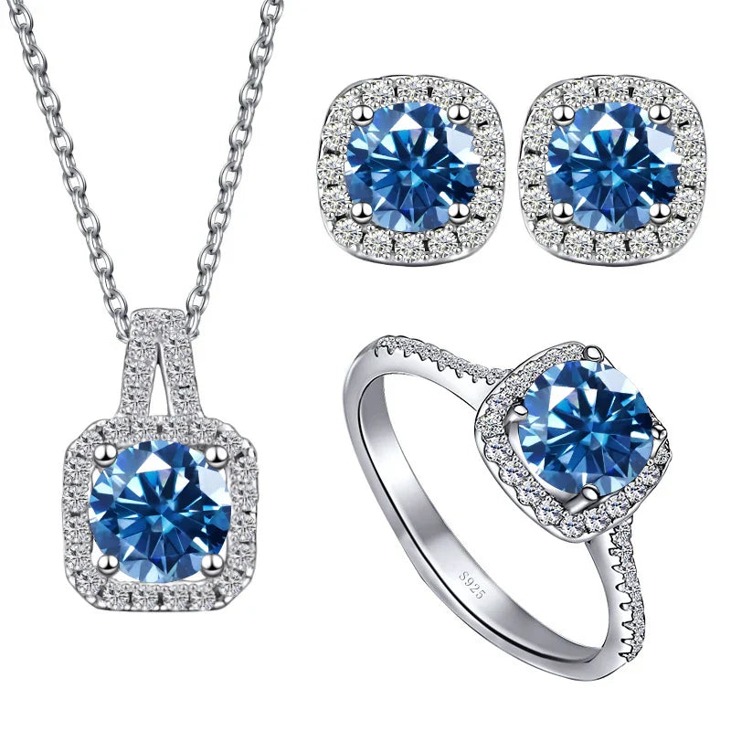 Sterling Silver 3-Piece Moissanite Jewelry Set