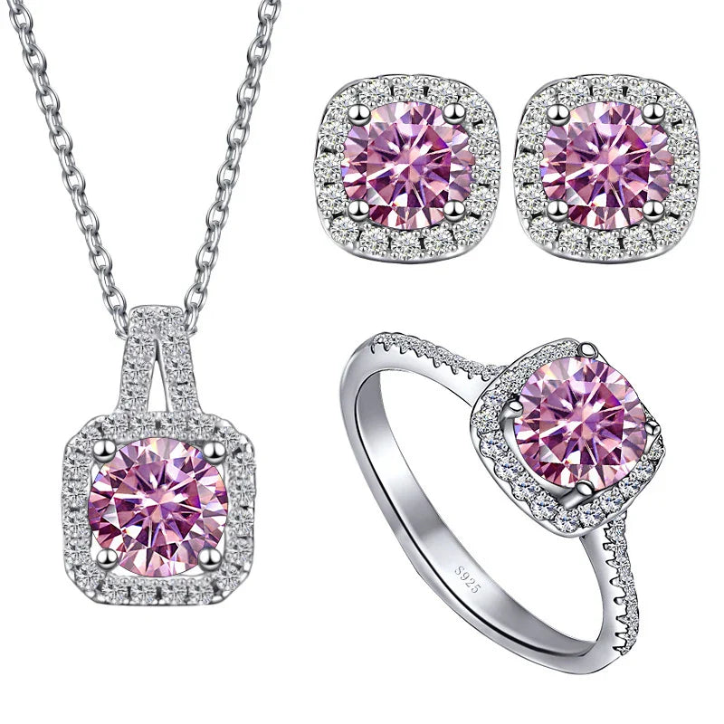 Sterling Silver 3-Piece Moissanite Jewelry Set