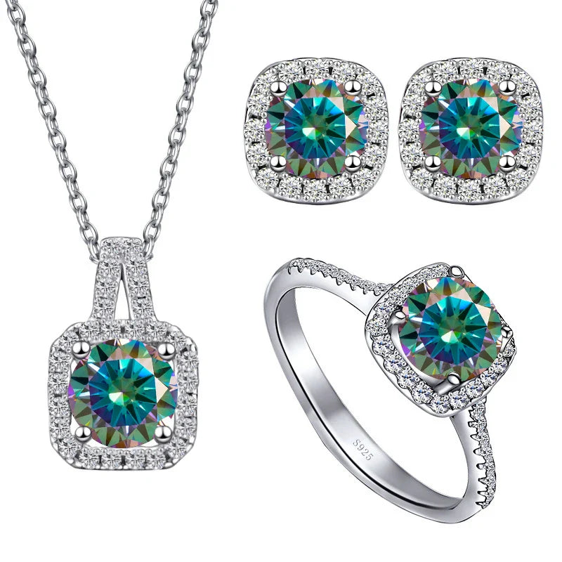 Sterling Silver 3-Piece Moissanite Jewelry Set