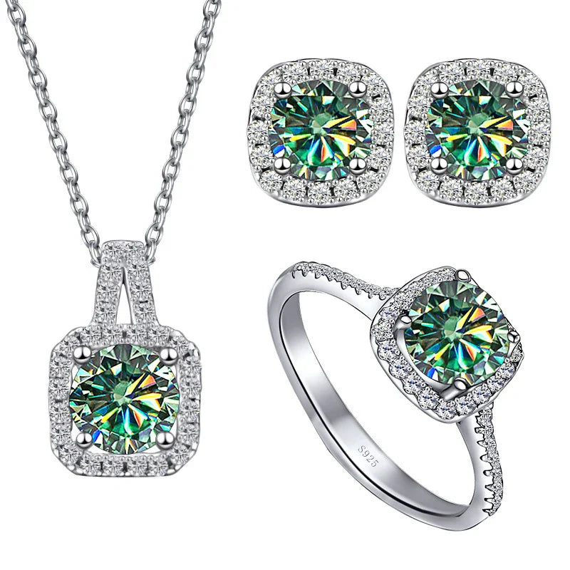 Sterling Silver 3-Piece Moissanite Jewelry Set