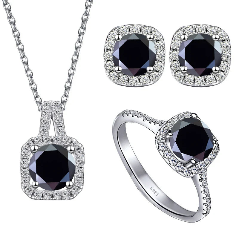 Sterling Silver 3-Piece Moissanite Jewelry Set