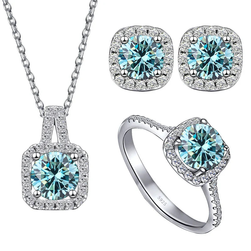 Sterling Silver 3-Piece Moissanite Jewelry Set