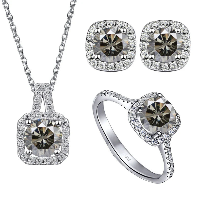 Sterling Silver 3-Piece Moissanite Jewelry Set