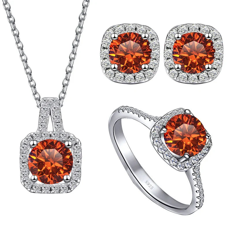 Sterling Silver 3-Piece Moissanite Jewelry Set