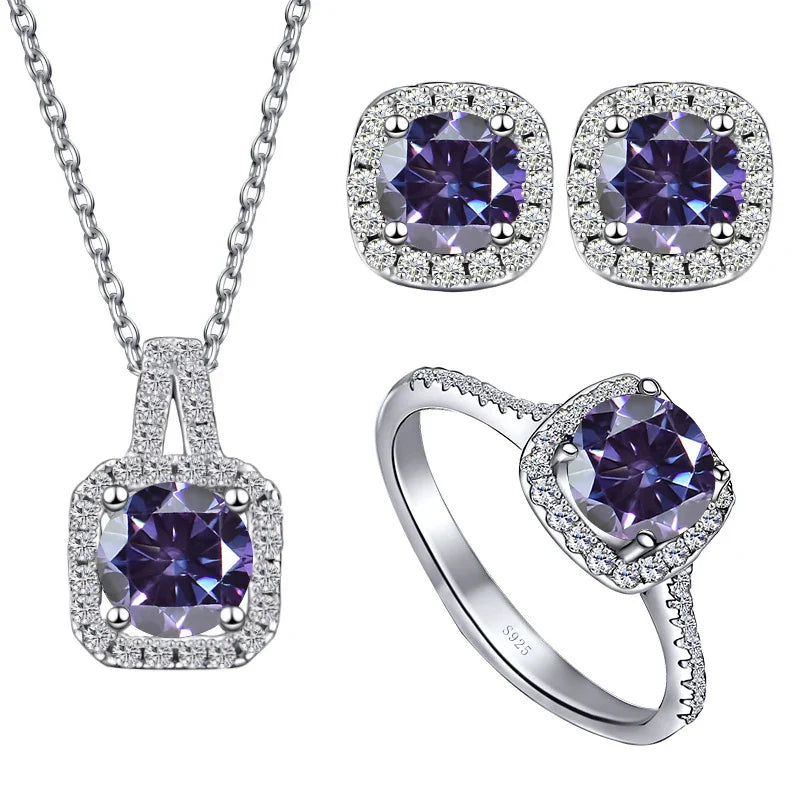 Sterling Silver 3-Piece Moissanite Jewelry Set