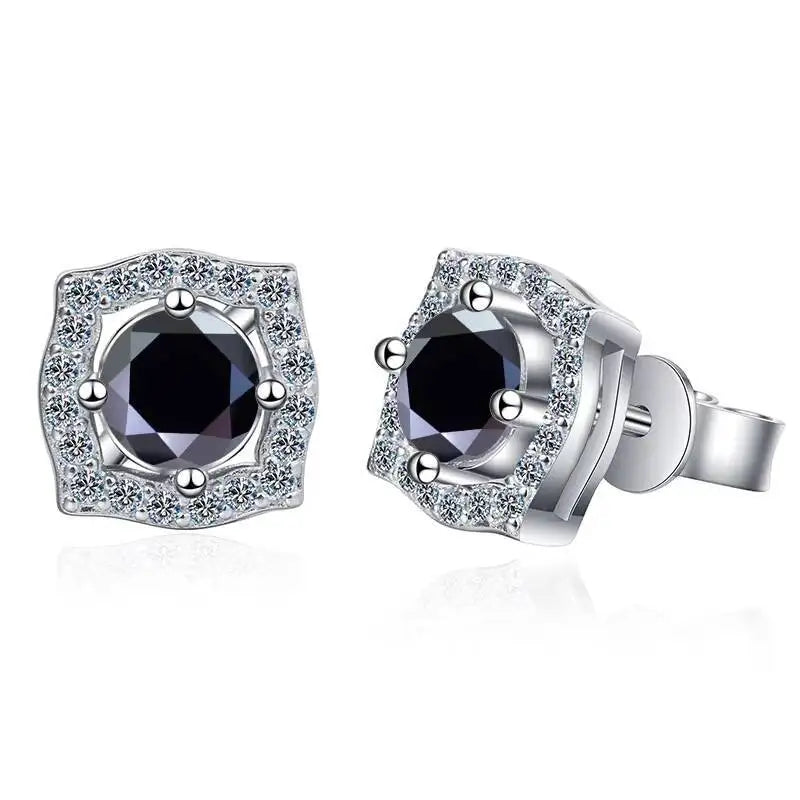 Diamond Sterling Silver Moissanite Earrings