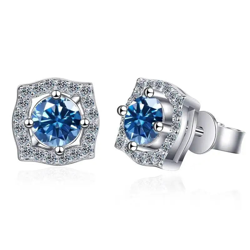 Diamond Sterling Silver Moissanite Earrings
