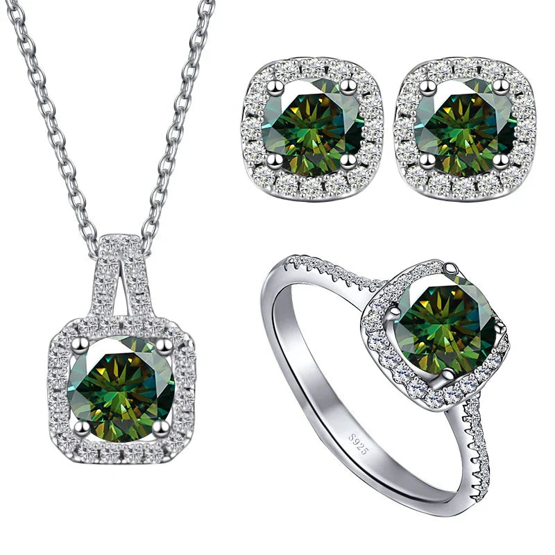 Sterling Silver 3-Piece Moissanite Jewelry Set
