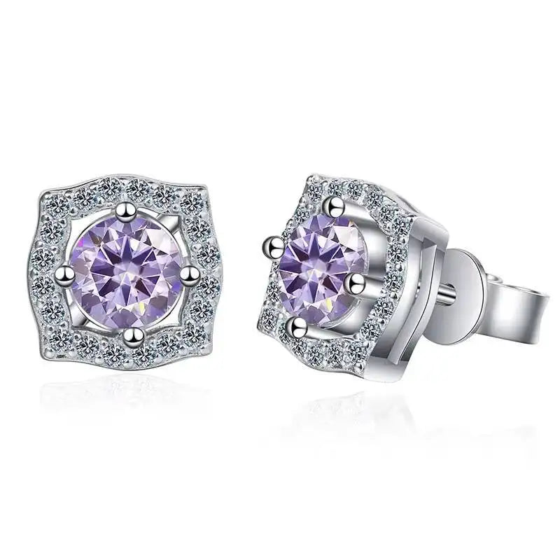 Diamond Sterling Silver Moissanite Earrings