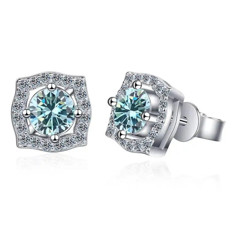 Diamond Sterling Silver Moissanite Earrings