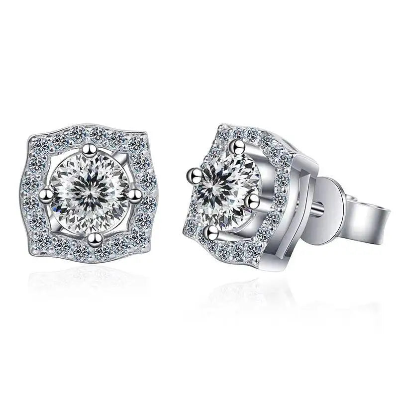 Diamond Sterling Silver Moissanite Earrings