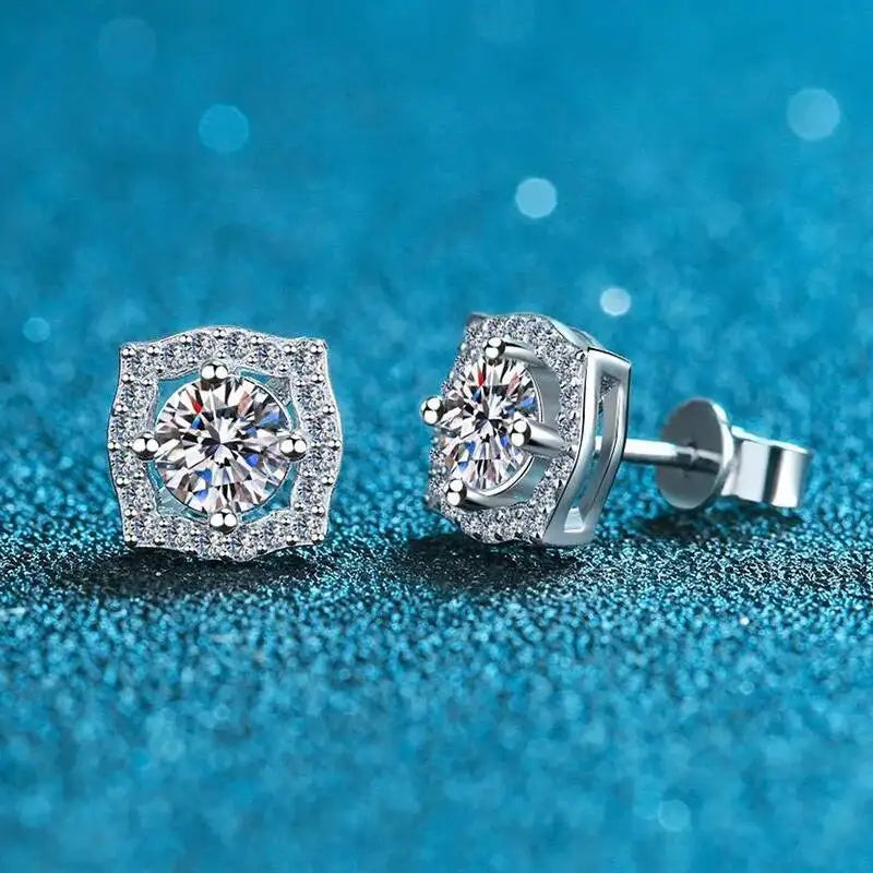 Diamond Sterling Silver Moissanite Earrings