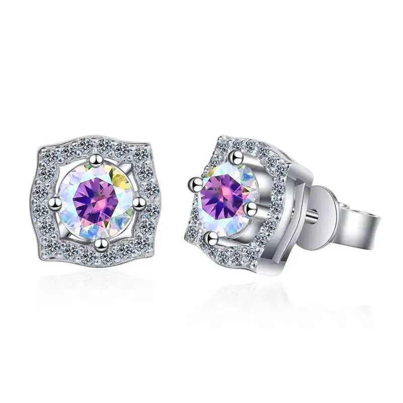 Diamond Sterling Silver Moissanite Earrings