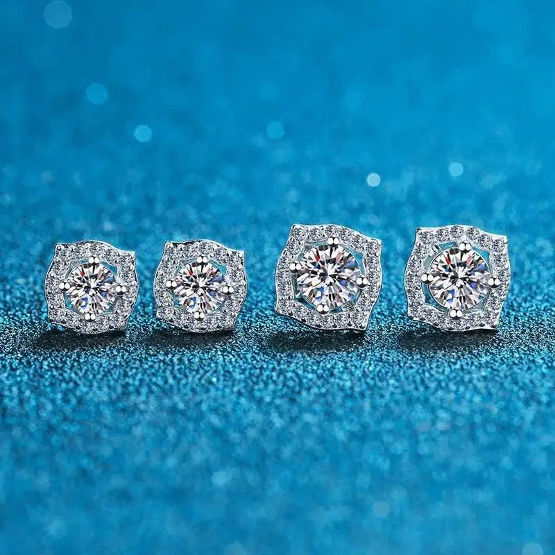 Diamond Sterling Silver Moissanite Earrings