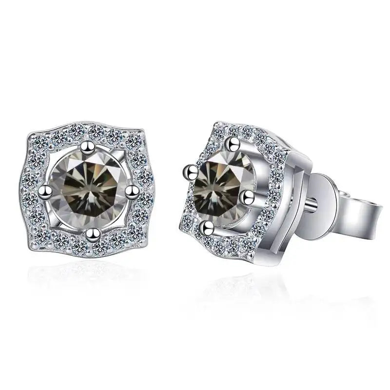 Diamond Sterling Silver Moissanite Earrings