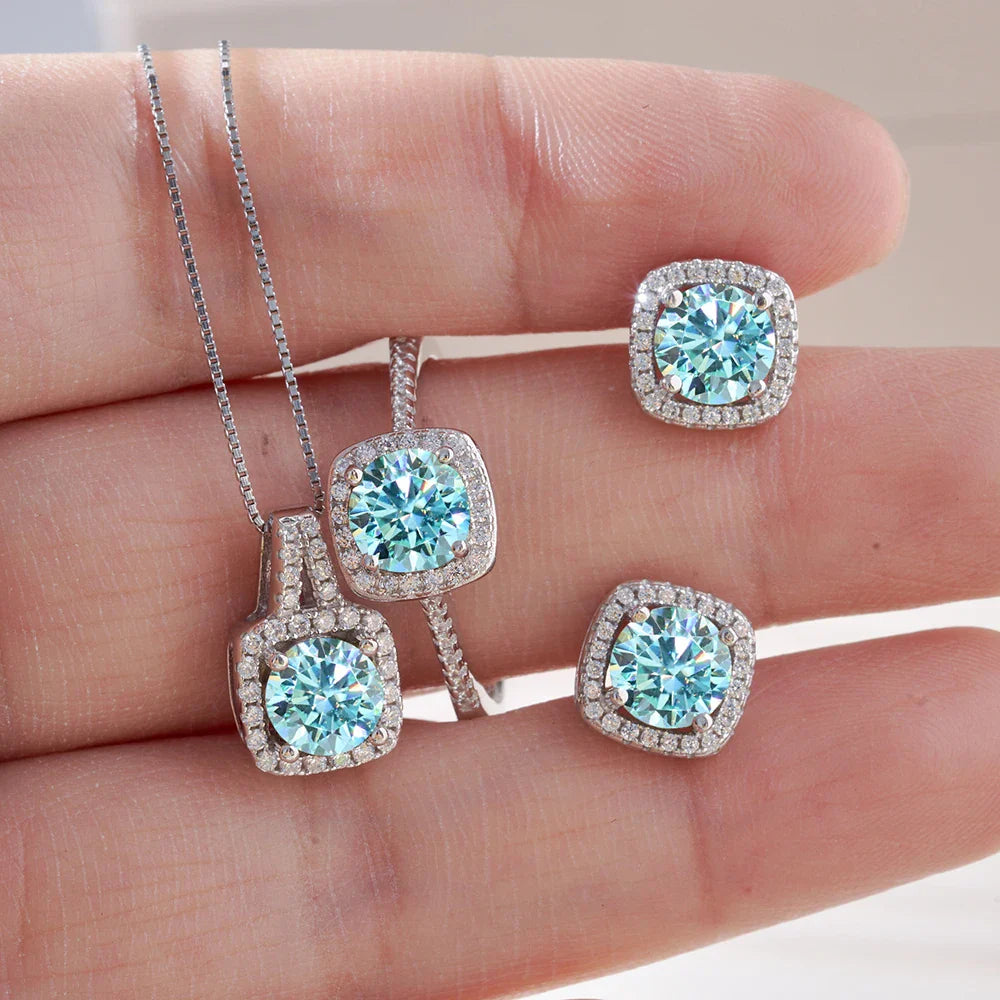 Sterling Silver 3-Piece Moissanite Jewelry Set