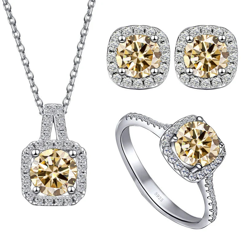 Sterling Silver 3-Piece Moissanite Jewelry Set