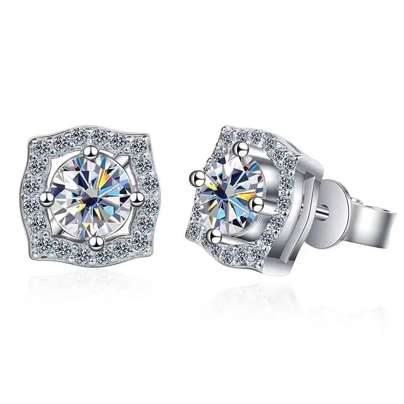 Diamond Sterling Silver Moissanite Earrings