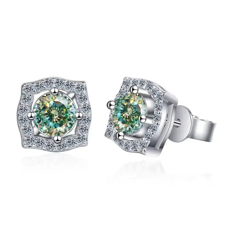 Diamond Sterling Silver Moissanite Earrings