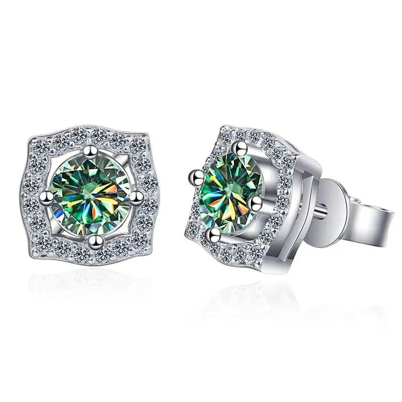 Diamond Sterling Silver Moissanite Earrings