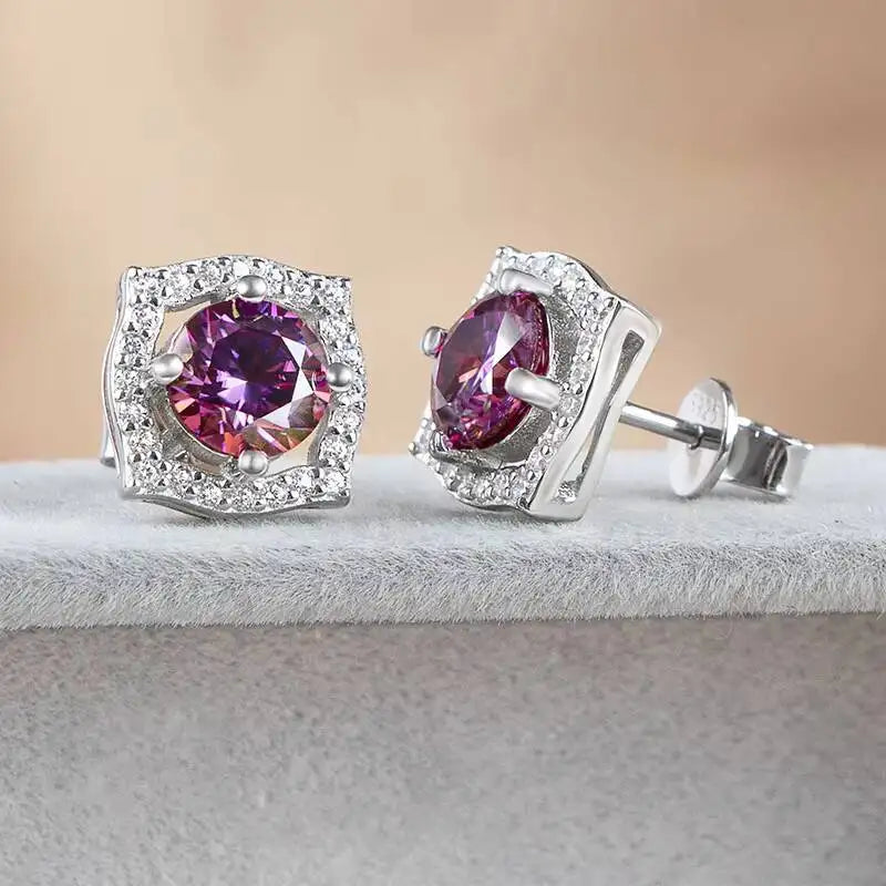 Diamond Sterling Silver Moissanite Earrings