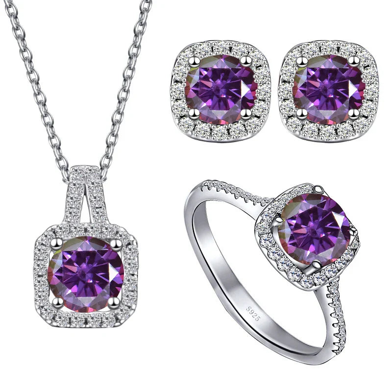 Sterling Silver 3-Piece Moissanite Jewelry Set