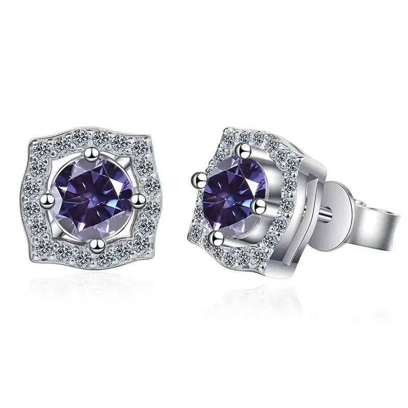 Diamond Sterling Silver Moissanite Earrings
