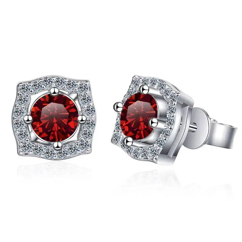 Diamond Sterling Silver Moissanite Earrings