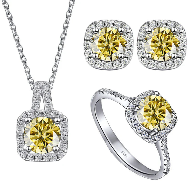 Sterling Silver 3-Piece Moissanite Jewelry Set